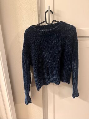 Endless Rose Navy Chenille Crew Neck Sweater